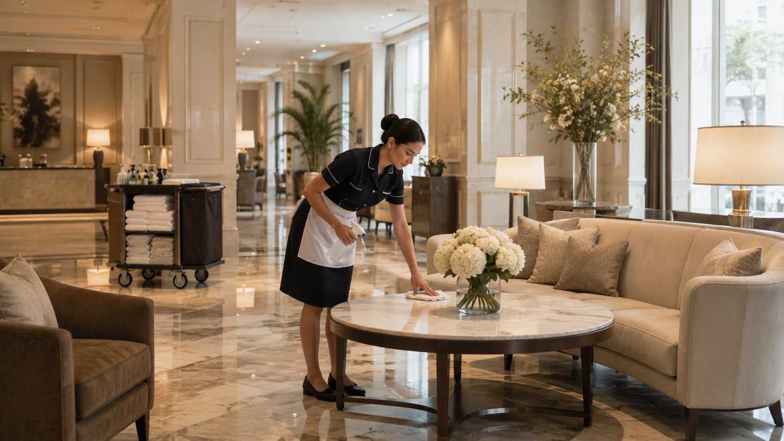 Public Area Reinigung – Lobby eines Hotels in München